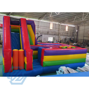 Juego de carrera de obstáculos inflable castillo hinchable combinado con tobogán 