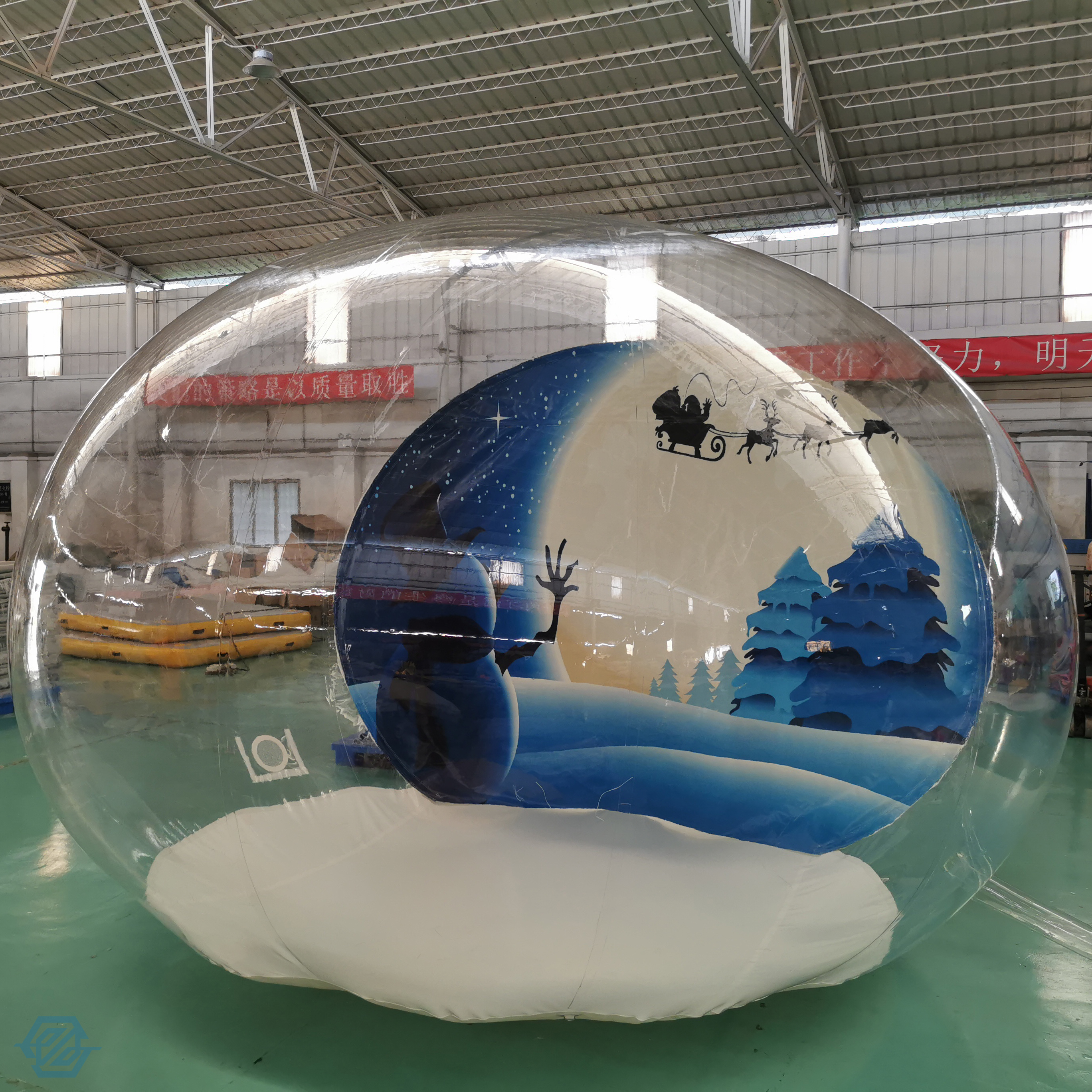 Globo inflable de cabina de fotos con globo de nieve para eventos navideños