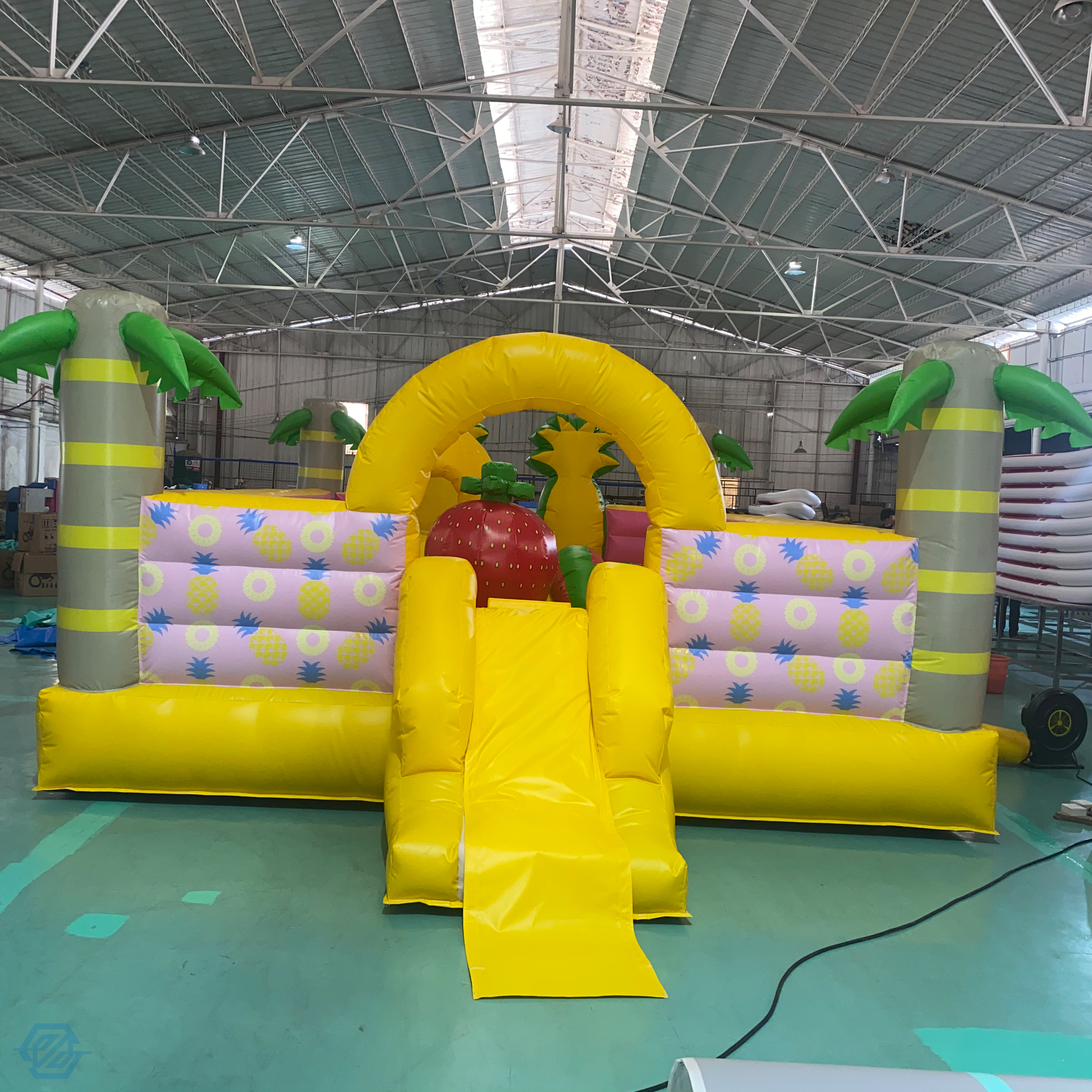 Castillo inflable de la despedida del parque de atracciones del patio del tema de la fruta para los niños