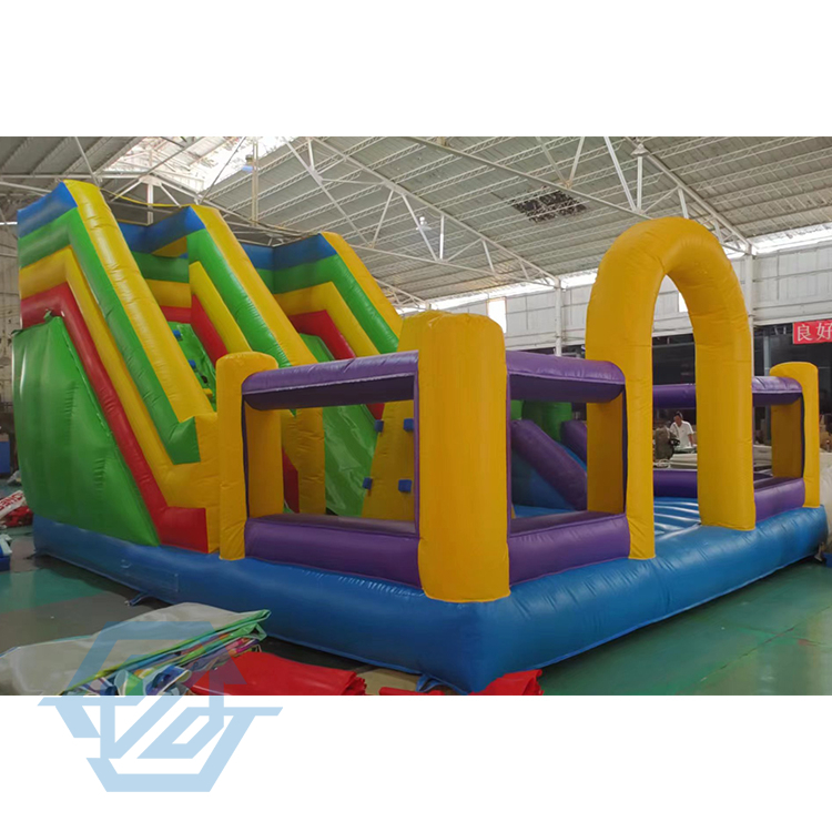 Castillo hinchable comercial con carrera de obstáculos, juego inflable con tobogán para escalar