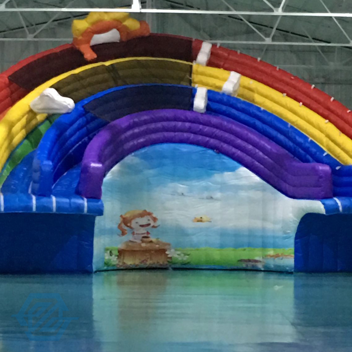 Parque de atracciones inflable grande del parque acuático del tobogán del arco iris para comercial